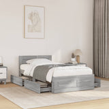 Bed Frame with Headboard without Mattress Concrete Grey 100x200 cm 3295579