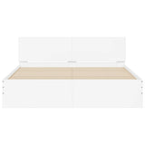 Bed Frame White Engineered wood Double Bed Frame Rectangular 3207595