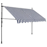 Manual Retractable Awning with LED 300 cm Blue and White 145845