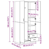 Wardrobe Concrete Grey Engineered Wood Compact Wardrobe 800643