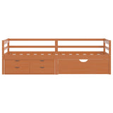 ZNTS Bed Frame with Drawers&Cabinet Honey Brown Pinewood 90x200 cm 322058