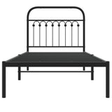 Metal Bed Frame without Mattress with Headboard Black 90x200cm 376593