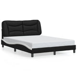 Bed Frame with LED without Mattress "Hvar" Black and White 140x200 cm 3213939