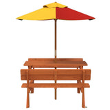 Picnic Table for 4 Kids with Umbrella Solid Wood Fir 3281619