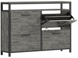 Shoe Storage Cabinet with 4 Flip Drawers and Open Shelf - Cement Grey T3398P377994