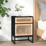 ZNTS Bedside Cabinet Black 40x30x55.5 cm Engineered Wood&Iron 352093