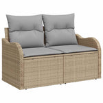 Garden Sofa with Cushion Beige 121 x 62 x 69cm Poly Rattan 42006725