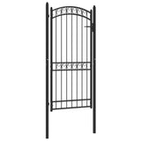 ZNTS Fence Gate with Arched Top Steel 100x200 cm Black 146372