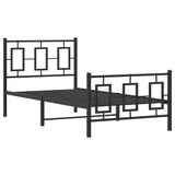 Metal Bed Frame without Mattress with Footboard Black 90x190cm 374251
