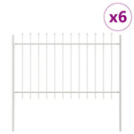 ZNTS Garden Fence Set of 6 White Powder-Coated Steel 3334121