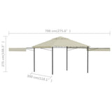 Gazebo with Double Extended Roofs 3x3x2.75 m Cream 180 g/m 48003