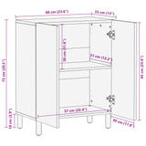 Sideboard White Wash Finish 60 x 33 x 75 cm Solid Mango Wood 4017866