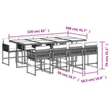 9 Piece Garden Dining Set with Cushions Light Grey Poly Rattan 3211463