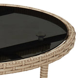 Garden Table 60x75 cm Tempered Glass and Poly Rattan Beige 310601