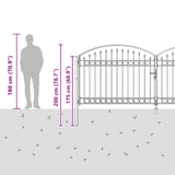 Fence Gate ASSEN 401 x 200 cm Steel Grey Lockable 42008943