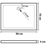 Shower trays 90 x 70 x 4 cm ABS 148896
