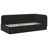 Corner Bed Frame with Headboard Black 90 x 200 cm Velvet 42016538