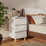 Bed Cabinet with Solid Wood Legs High Gloss White 40x35x69 cm 805899