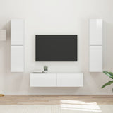 TV Cabinet Set 6 pcs High Gloss White Engineered Wood 3409127