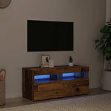 TV Cabinet with LED Lights Old Wood 90x35x40 cm Engineered Wood 856307
