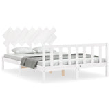 Bed Frame without Mattress White King Size Solid Wood Pine 3193472