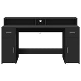 Desk with LED Lights Black 160x55x91 cm Engineered Wood 3309430