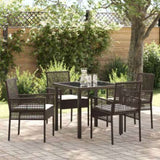 Garden Dining Set with Cushion 5 pcs Brown Poly rattan 3379871