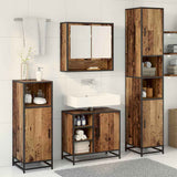 Bathroom Furniture Set with Door 3 pcs Old Wood Engineered Wood 3402438