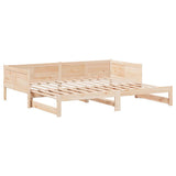 Pull-out Day Bed Brown 203.5 x 184 x 56.5 cm Solid Pine Wood 834678