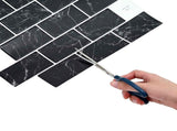 Subway Tile 50 pcs Black Marble 30 x 30 cm Polyurethane and PET 42046128