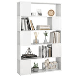 Book Cabinet Room Divider High Gloss White Engineered Wood 809203