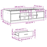 ZNTS Daybed with Drawers without Mattress Grey Sonoma 75x190 cm Small Single 3280263