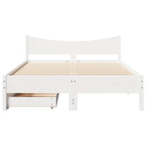 Bed Frame with Drawers White 135x190 cm Double Solid Wood Pine 3301921