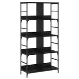 Bookshelf Black oak 78.5 x 33 x 153 cm metal PB 8010894