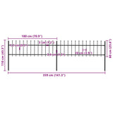 Garden Fence with Spear Top Steel 359x60 cm Black 277594