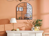 Arched Wall Mirror Modern, 91 x 60 cm, Window Style for Living Room, Bedroom, Sleek Design, Black T3398P329576