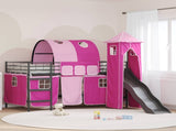 Kids'Bunk Bed Frame Plain Black and Pink 90 x 200 cm Metal 42020888