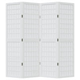 Room Divider 4 Panels White Solid Wood Paulownia 358785