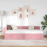 Corner Bed Frame with Headboard Pink 90 cm x 190 cm Velvet 42016074