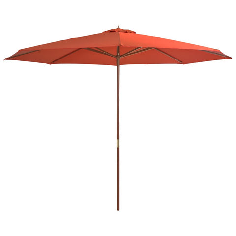 ZNTS Garden Parasol with Wooden Pole 350 cm Terracotta 44532