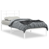 Metal Bed Frame without Mattress with Headboard White 90x190cm 355602