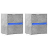 ZNTS Wall-mounted Bedside Cabinets with LED Lights 2 pcs Concrete Grey 3307968