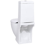 WC Ceramic Toilet Bathroom Round Toilet Bottom Water Flow White 3059888