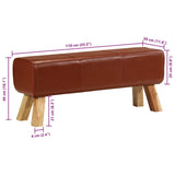 Gym Bok Bench Brown 110 cm Real Leather and Solid Wood Mango 351102