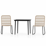 Dining Set Oak and Black PE rattan Medium Stackable Dining Set 3099173