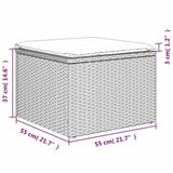 Garden Stool with Cushion Grey 55 x 55 x 37 cm Poly Rattan 366154