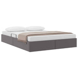 Storage Bed with Mattress Grey 140 x 200 cm Faux leather 3369951