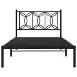 Metal Bed Frame without Mattress with Headboard Black 100x200cm 376123