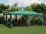 Party Tent with 8 Mesh Sidewalls Green 4x4 m HDPE 4010063