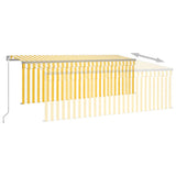 Manual Retractable Awning with Blind 4x3m Yellow&White 3069418